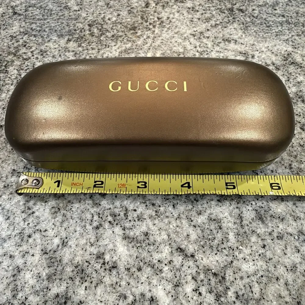 VINTAGE Y2K Gucci Sunglasses Hard/Clam Shell Bronze Metallic Case w Monogram Int